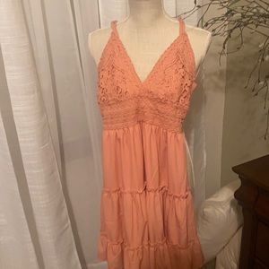 Peach colored summer backless dress